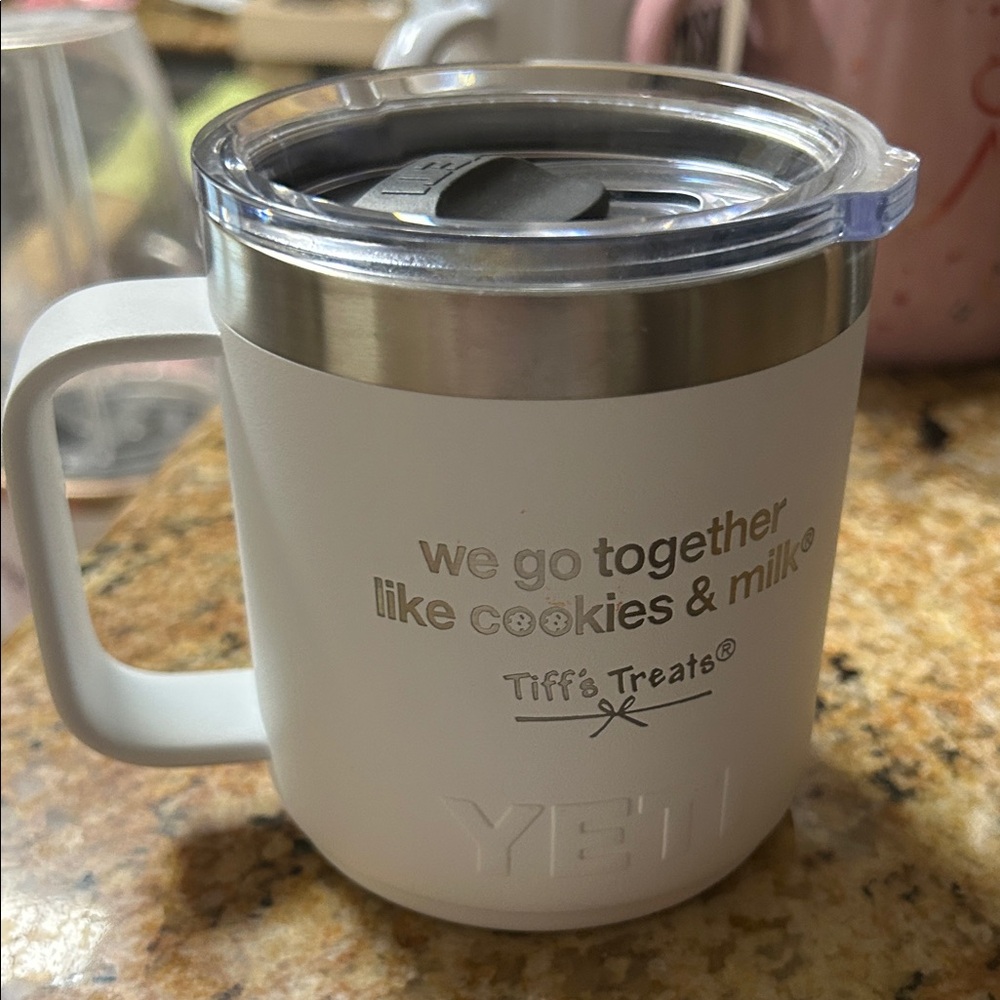YETI White Stainless Steel Mug with Fun Design